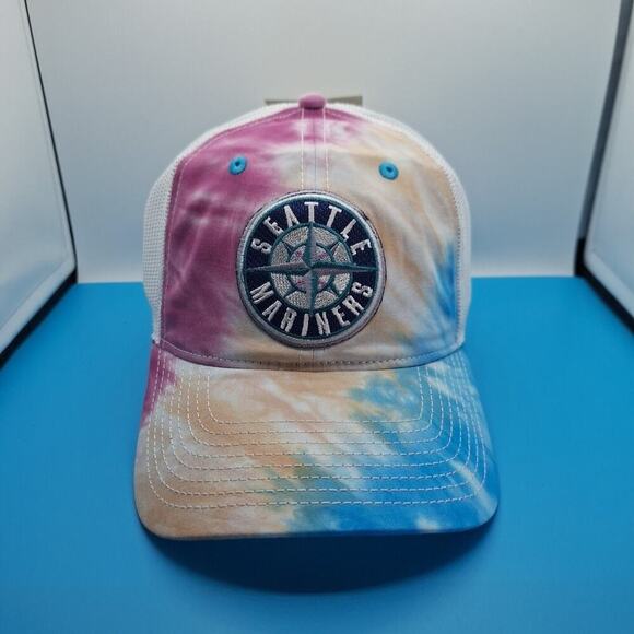 Seattle Mariners Tie Dye Trucker Snapback Patch Hat Cap MLB The Game Cotton - Picture 1 of 7